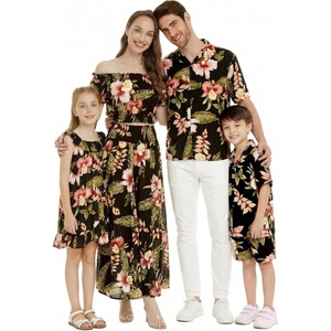 image:imageFamily Matching Hawaiian Clothes Black Rafelsia  Lightweight 100 rayon  Family matching outfits  Beach vacations  Luaus  Cruises  Family photosGirl Wrap