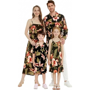 image:imageFamily Matching Hawaiian Clothes Black Rafelsia  Lightweight 100 rayon  Family matching outfits  Beach vacations  Luaus  Cruises  Family photosMen Long Sleeve