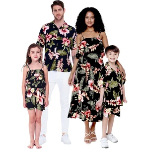 image:imageFamily Matching Hawaiian Clothes Black Rafelsia  Lightweight 100 rayon  Family matching outfits  Beach vacations  Luaus  Cruises  Family photosMen Short Sleeve