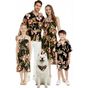 image:imageFamily Matching Hawaiian Clothes Black Rafelsia  Lightweight 100 rayon  Family matching outfits  Beach vacations  Luaus  Cruises  Family photosWomen Halter