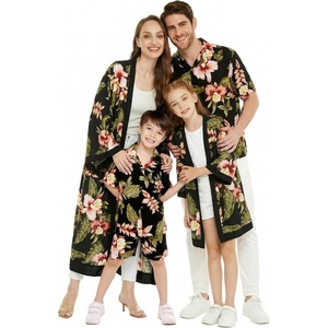 image:imageFamily Matching Hawaiian Clothes Black Rafelsia  Lightweight 100 rayon  Family matching outfits  Beach vacations  Luaus  Cruises  Family photosWomen Maxi Kimono Cardigan