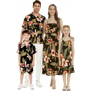 image:imageFamily Matching Hawaiian Clothes Black Rafelsia  Lightweight 100 rayon  Family matching outfits  Beach vacations  Luaus  Cruises  Family photosWomen Maxi Ruffle
