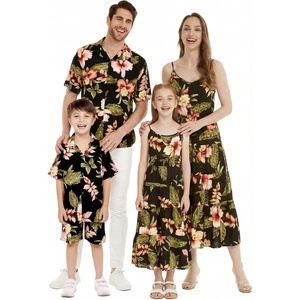image:imageFamily Matching Hawaiian Clothes Black Rafelsia  Lightweight 100 rayon  Family matching outfits  Beach vacations  Luaus  Cruises  Family photosWomen Tiered