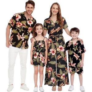 image:imageFamily Matching Hawaiian Clothes Black Rafelsia  Lightweight 100 rayon  Family matching outfits  Beach vacations  Luaus  Cruises  Family photosWomen Wide Legged Jumpsuit