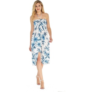 image:imageWomens Hawaiian Luau Halter Dress in Signature Prints  Sleeveless halter dress highlow hem Hawaiian floral print soft rayon machine washable luau beach cruise partyDay Dream Bloom