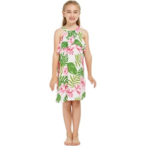 image:imageGirl Round Neck with Ruffle Dress in Lotus and Orchid