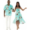 image:imageMatchable Couple Hawaiian Shirt or Dress Signature Prints Pineapple  Sold Individually Matchable Couple Collection Soft Comfortable Fabric Signature Tropical Prints Vacation ReadyWomen Pineapple Garden Turquoise
