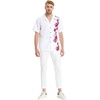 image:imageMatchable Couple Hawaiian Shirt or Maxi Spandex Dress Signature Prints  Sold Individually Spandex Stretchy Lightweight Breathable Fabric Signature Tropical Prints Vacation ReadyMen Watercolor Orchid White Pink