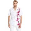 image:imageMatchable Couple Hawaiian Shirt or Maxi Spandex Dress Signature Prints  Sold Individually Spandex Stretchy Lightweight Breathable Fabric Signature Tropical Prints Vacation ReadyMen Watercolor Orchid White Pink
