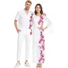 image:imageMatchable Couple Hawaiian Shirt or Maxi Spandex Dress Signature Prints  Sold Individually Spandex Stretchy Lightweight Breathable Fabric Signature Tropical Prints Vacation ReadyWomen Watercolor Orchid White Pink