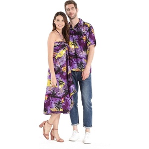 image:imageMatchable Couple Hawaiian Shirt or Dress Signature Prints Sunset  Sold Individually Matchable Couple Collection Soft Comfortable Fabric Signature Tropical Prints Vacation ReadyMen Sunset Purple