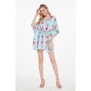 image:imageHawaii Hangover Family Matching Clothes Pink Hibiscus Vine Turquoise  Family matching Hawaiian outfits Pink Hibiscus Vine Turquoise lightweight rayon machine washable tropical floral printWomen Short Poncho