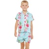 image:imageHawaii Hangover Family Matching Clothes Pink Hibiscus Vine Turquoise  Family matching Hawaiian outfits Pink Hibiscus Vine Turquoise lightweight rayon machine washable tropical floral printBoy Short Sleeve