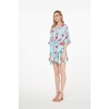 image:imageHawaii Hangover Family Matching Clothes Pink Hibiscus Vine Turquoise  Family matching Hawaiian outfits Pink Hibiscus Vine Turquoise lightweight rayon machine washable tropical floral printWomen Short Poncho