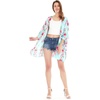 image:imageHawaii Hangover Family Matching Clothes Pink Hibiscus Vine Turquoise  Family matching Hawaiian outfits Pink Hibiscus Vine Turquoise lightweight rayon machine washable tropical floral printWomen Kimono Cardigan