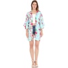 image:imageHawaii Hangover Family Matching Clothes Pink Hibiscus Vine Turquoise  Family matching Hawaiian outfits Pink Hibiscus Vine Turquoise lightweight rayon machine washable tropical floral printWomen Kimono Cardigan