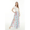 image:imageHawaii Hangover Family Matching Clothes Pink Hibiscus Vine Turquoise  Family matching Hawaiian outfits Pink Hibiscus Vine Turquoise lightweight rayon machine washable tropical floral printWomen Wide Leg Pants