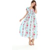 image:imageHawaii Hangover Family Matching Clothes Pink Hibiscus Vine Turquoise  Family matching Hawaiian outfits Pink Hibiscus Vine Turquoise lightweight rayon machine washable tropical floral printWomen Maxi Rahee