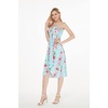 image:imageHawaii Hangover Family Matching Clothes Pink Hibiscus Vine Turquoise  Family matching Hawaiian outfits Pink Hibiscus Vine Turquoise lightweight rayon machine washable tropical floral printWomen Halter