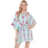 image:imageHawaii Hangover Family Matching Clothes Pink Hibiscus Vine Turquoise  Family matching Hawaiian outfits Pink Hibiscus Vine Turquoise lightweight rayon machine washable tropical floral printWomen Short Poncho