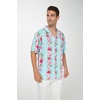 image:imageHawaii Hangover Family Matching Clothes Pink Hibiscus Vine Turquoise  Family matching Hawaiian outfits Pink Hibiscus Vine Turquoise lightweight rayon machine washable tropical floral printMen Short Sleeve