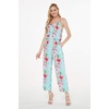 image:imageHawaii Hangover Family Matching Clothes Pink Hibiscus Vine Turquoise  Family matching Hawaiian outfits Pink Hibiscus Vine Turquoise lightweight rayon machine washable tropical floral printWomen V Neck Jumpsuit
