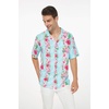 image:imageHawaii Hangover Family Matching Clothes Pink Hibiscus Vine Turquoise  Family matching Hawaiian outfits Pink Hibiscus Vine Turquoise lightweight rayon machine washable tropical floral printMen Short Sleeve