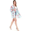 image:imageHawaii Hangover Family Matching Clothes Pink Hibiscus Vine Turquoise  Family matching Hawaiian outfits Pink Hibiscus Vine Turquoise lightweight rayon machine washable tropical floral printWomen Kimono Cardigan
