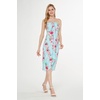 image:imageHawaii Hangover Family Matching Clothes Pink Hibiscus Vine Turquoise  Family matching Hawaiian outfits Pink Hibiscus Vine Turquoise lightweight rayon machine washable tropical floral printWomen Halter
