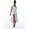 image:imageHawaii Hangover Family Matching Clothes Pink Hibiscus Vine Turquoise  Family matching Hawaiian outfits Pink Hibiscus Vine Turquoise lightweight rayon machine washable tropical floral printWomen Wrap Ruffle
