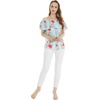 image:imageHawaii Hangover Family Matching Clothes Pink Hibiscus Vine Turquoise  Family matching Hawaiian outfits Pink Hibiscus Vine Turquoise lightweight rayon machine washable tropical floral printWomen Offshoulder Ruffle Top