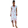 image:imageHawaii Hangover Family Matching Clothes Pink Hibiscus Vine Turquoise  Family matching Hawaiian outfits Pink Hibiscus Vine Turquoise lightweight rayon machine washable tropical floral printWomen Wrap Ruffle