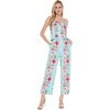 image:imageHawaii Hangover Family Matching Clothes Pink Hibiscus Vine Turquoise  Family matching Hawaiian outfits Pink Hibiscus Vine Turquoise lightweight rayon machine washable tropical floral printWomen V Neck Jumpsuit
