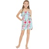 image:imageHawaii Hangover Family Matching Clothes Pink Hibiscus Vine Turquoise  Family matching Hawaiian outfits Pink Hibiscus Vine Turquoise lightweight rayon machine washable tropical floral printGirl Romper