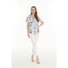 image:imageHawaii Hangover Family Matching Clothes Pink Hibiscus Vine Turquoise  Family matching Hawaiian outfits Pink Hibiscus Vine Turquoise lightweight rayon machine washable tropical floral printWomen Offshoulder Ruffle Top