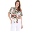 image:imageHawaii Hangover Family Matching Hawaiian Clothes Neon Sunset Pink  Family Matching Hawaiian Clothes Neon Sunset Pink lightweight rayon machine washable tropical floral print luausWomen Tie Front Shirt