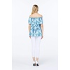 image:imageHawaii Hangover Family Matching Hawaiian Clothes Simply Blue Leaves  Family matching Hawaiian outfits Simply Blue Leaves lightweight rayon machine washable tropical leaf print luausWomen Offshoulder Ruffle Top