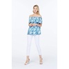 image:imageHawaii Hangover Family Matching Hawaiian Clothes Simply Blue Leaves  Family matching Hawaiian outfits Simply Blue Leaves lightweight rayon machine washable tropical leaf print luausWomen Offshoulder Ruffle Top
