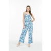 image:imageHawaii Hangover Family Matching Hawaiian Clothes Simply Blue Leaves  Family matching Hawaiian outfits Simply Blue Leaves lightweight rayon machine washable tropical leaf print luausWomen V Neck Jumpsuit