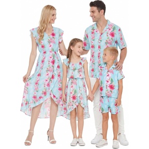 image:imageHawaii Hangover Family Matching Clothes Pink Hibiscus Vine Turquoise  Family matching Hawaiian outfits Pink Hibiscus Vine Turquoise lightweight rayon machine washable tropical floral printGirl Wrap