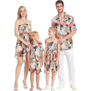 image:imageHawaii Hangover Family Matching Hawaiian Clothes Neon Sunset Pink  Family Matching Hawaiian Clothes Neon Sunset Pink lightweight rayon machine washable tropical floral print luausWomen Short Rahee