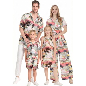 image:imageHawaii Hangover Family Matching Hawaiian Clothes Neon Sunset Pink  Family Matching Hawaiian Clothes Neon Sunset Pink lightweight rayon machine washable tropical floral print luausGirl Shift