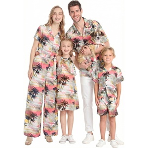 image:imageHawaii Hangover Family Matching Hawaiian Clothes Neon Sunset Pink  Family Matching Hawaiian Clothes Neon Sunset Pink lightweight rayon machine washable tropical floral print luausWomen Wide Leg Pants