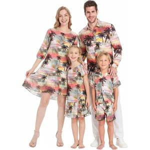 image:imageHawaii Hangover Family Matching Hawaiian Clothes Neon Sunset Pink  Family Matching Hawaiian Clothes Neon Sunset Pink lightweight rayon machine washable tropical floral print luausWomen 34 Sleeve