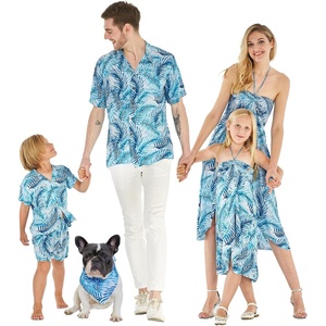 image:imageHawaii Hangover Family Matching Hawaiian Clothes Simply Blue Leaves  Family matching Hawaiian outfits Simply Blue Leaves lightweight rayon machine washable tropical leaf print luausWomen Shift