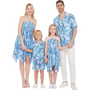 image:imageHawaii Hangover Family Matching Hawaiian Clothes Simply Blue Leaves  Family matching Hawaiian outfits Simply Blue Leaves lightweight rayon machine washable tropical leaf print luausWomen Fairy