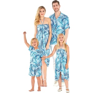 image:imageHawaii Hangover Family Matching Hawaiian Clothes Simply Blue Leaves  Family matching Hawaiian outfits Simply Blue Leaves lightweight rayon machine washable tropical leaf print luausGirl Halter