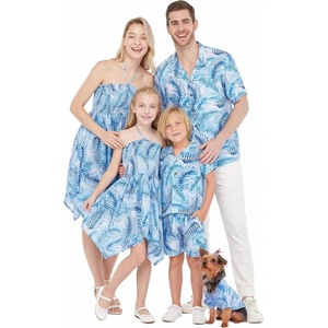 image:imageHawaii Hangover Family Matching Hawaiian Clothes Simply Blue Leaves  Family matching Hawaiian outfits Simply Blue Leaves lightweight rayon machine washable tropical leaf print luausDog Shirt