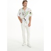image:imageMatchable Couple Hawaiian Shirt or Wrap Dress Signature Prints Pineapple  Sold Individually Soft Rayon Fabric Lightweight Comfort Signature Tropical Prints Vacation ReadyWomen Pineapple Garden White