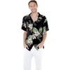 image:imageMatchable Couple Hawaiian Shirt or Wrap Dress Signature Prints Pineapple  Sold Individually Soft Rayon Fabric Lightweight Comfort Signature Tropical Prints Vacation ReadyWomen Pineapple Garden Black